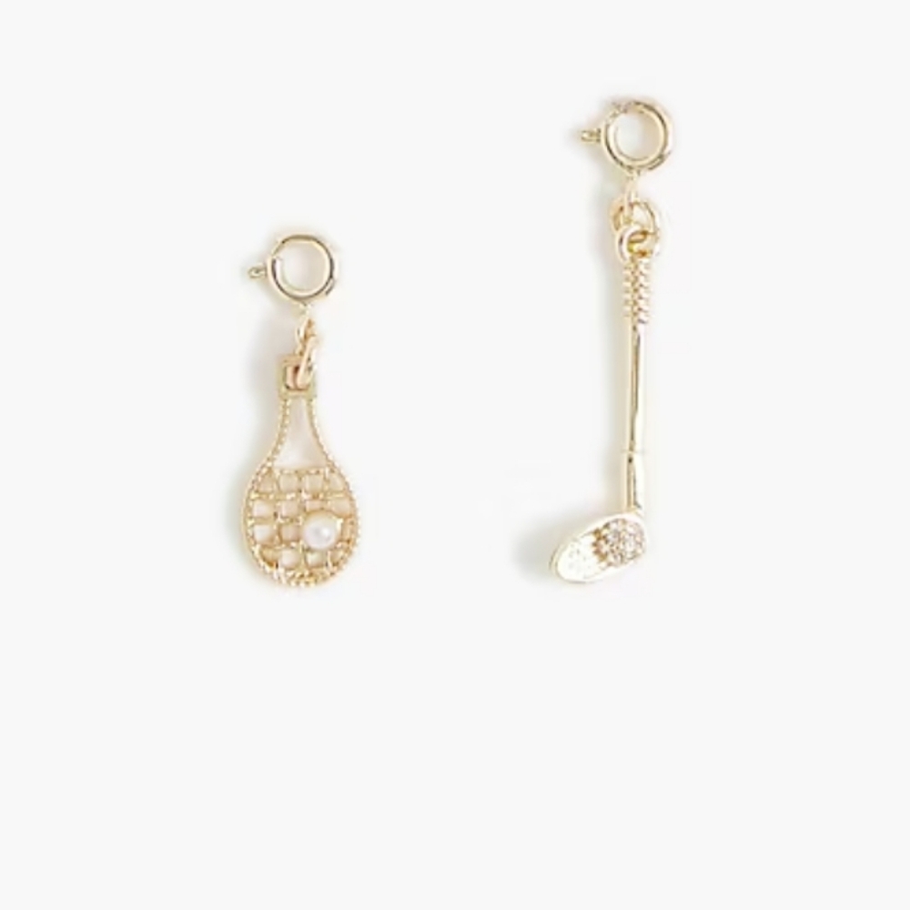 New!J.Crew Elegant Gold Plated Tennis and Golf Charm Set Trendy Y2k Cottagecore